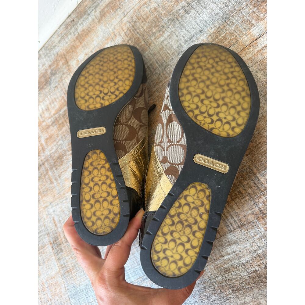 Coach Womens Kodie Signature Logo Gold and Brown Women's Sneakers Size 10 - Picture 11 of 13